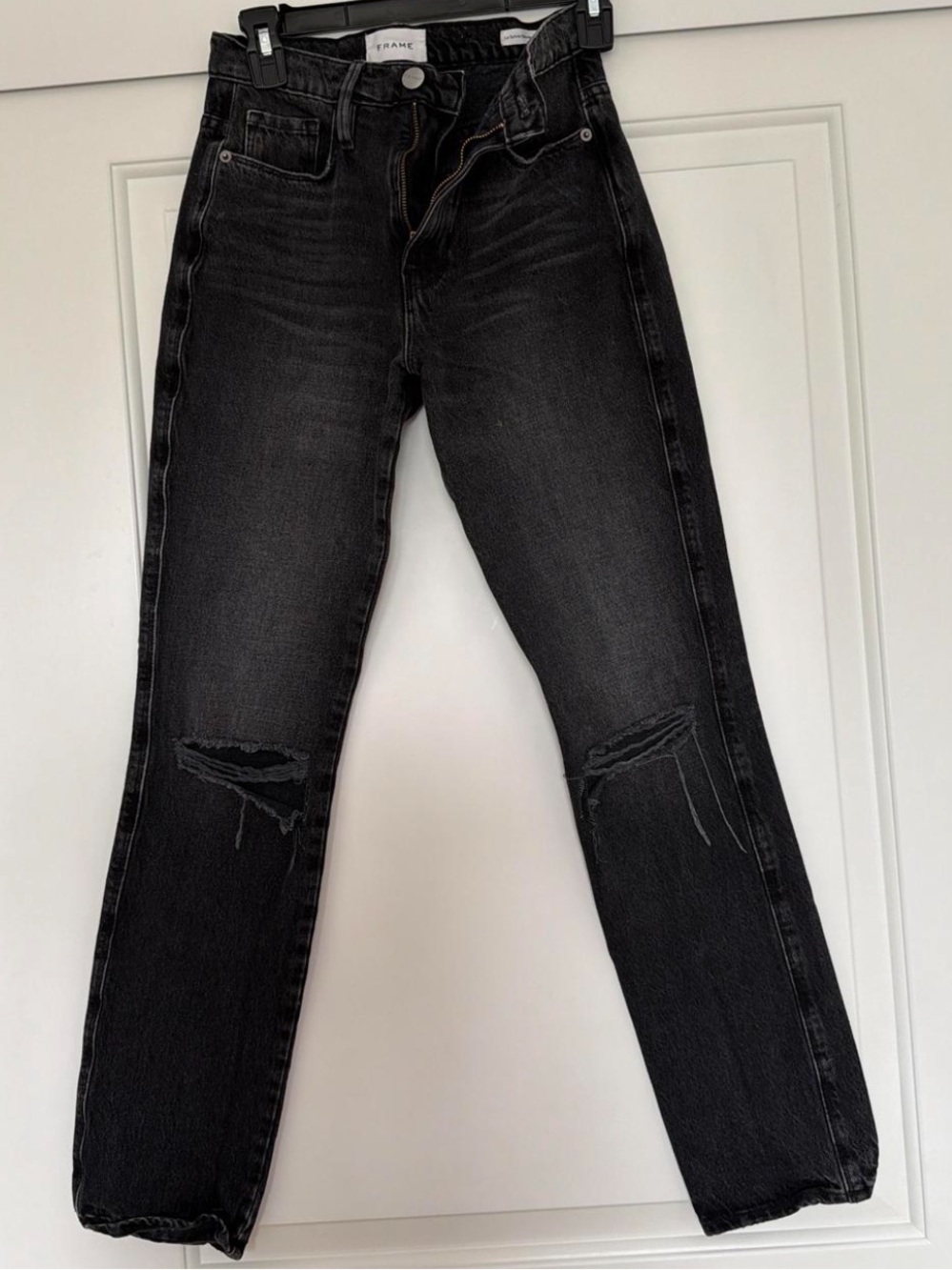 Frame Le Sylvie Slender Straight Jeans 23 Iggy Grey High Rise Stretch EUC - Picture 5 of 8